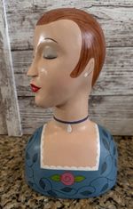 Painted Mannequin Head with Blue Clothing  MCM Style Bust Vintage