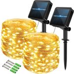 120LED Solar Fairy Lights, 2 Packs 12M Solar Lights Outdoor Garden,8 Modes Water