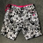 Ocean Pacific OP Black White Hibiscus Swim Board Shorts 14