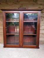Antique Victorian Mahogany Bookcase Shelving Unit Glass Door Cabinet VGC