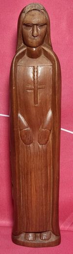Vintage Carved Wooden Nun Mother Religious Figure Unusual Size Approx 34cm 