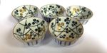 Japanese Kutani Sake Cups Set of 5 Ochoko Hand Painted Blue White Gold Signed