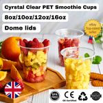 Clear Plastic Smoothie Cups with Dome Lids 8oz 10oz 12oz 16oz Reusable
