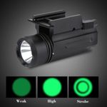 Tactical Flashlight Green Lights Strobe LED Flashlight Torch Fit 20mm Rail