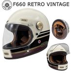 ViPER Full Face Vintage Retro Motorbike Motorcycle Fibreglass Helmet F660 Stripe