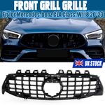 For Mercedes CLA W118 19-23 Gloss Black Panamericana GT Style Front Grill Grille
