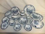 Johnson Brothers - Coaching Scenes - vintage blue pottery, stamps vary - 8J4A