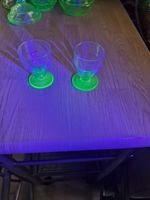 uranium glass egg cups x2