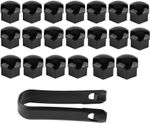 20PC 17mm Black Gloss Alloy Wheel Nut Bolt Covers Caps Universal Set For Any Car