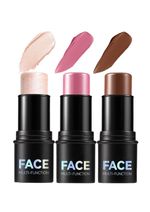 3 Color Cream Contour Kit, Highlighter, Blush, Bronzer, Waterproof, Matte (SET-B