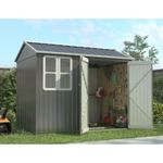 Garden Shed 8x6FT Steel Apex Tool Equipment Organize W/Window Door Grey