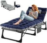NAIZEA Folding Sleeping Cot Guest Bed 5 Gears Bed Sun Lounger Cots with Mattress