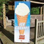 ICE CREAMS SOLD HERE BANNER DISPLAY SYSTEM Free Standing Weatherproof Sign 