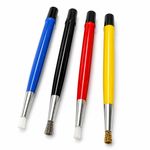 4 Scratch Brush Pen Set Fibreglass Brass Steel Nylon Rust Removal Cleaning Tool