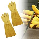 Thorn Proof Gardening Gauntlet Gloves Cowhide Leather Long Sleeve Heavy Duty UK