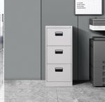 Light grey Metal Filing Cabinet 3 Drawer Lockable Office Storage A4 Home Work