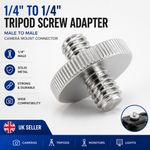1/4" to 1/4" Tripod Screw Adapter Male to Male Camera Mount Connector UK Seller