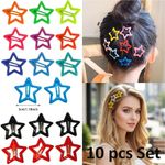 10 x Star Hair Clips Snap Hairpins Slides Women Girls Kids School Grip Set Metal