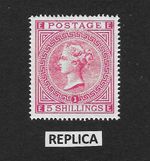 GB: QV: SG127: 5s Pale Rose: Plate 1: REPLICA