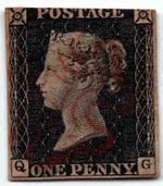 GB 1840 penny black used 3 margins as scan ref 32