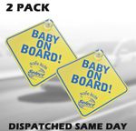 2 x  Baby on Board Car Signs Child Children Window Suction Cup Safety Warning UK