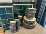 Denby 24 Piece Elements Dinner Set Fossil Grey - VGC