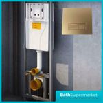 WC Cistern Frame 1100mm – Gold Flush Plate – For Wall Hung Toilets