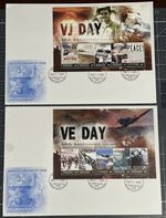 MICRONESIA 2005, 2 Large FDC + STAMP SHEETS, END OF WORLD WAR ll SC 637-8 CV$12