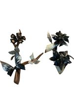 Vintage Wall Sculptures,Polished Bovine Horn, Hummingbirds, Butterflies,flowers 