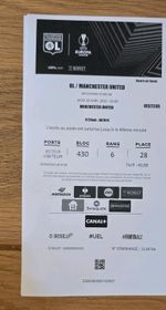 2025 Lyon v Manchester United Match Ticket  Used Europa League 
