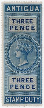 (I.B) Antigua Revenue : Duty Stamp 3d (1876)