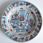 Rare Chinese Antique 18th Century Imari Porcelain Fence Pattern Dish Plate Qing