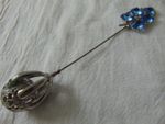 antique silver plated blue crystals double sided Hatpin