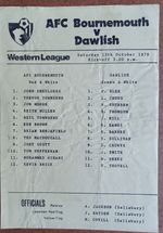 1979/80  AFC BOURNEMOUTH v DAWLISH  WESTERN LEAGUE  13/10/1979