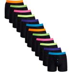 12 Pairs Mens Boxer Shorts Designer Black Fashion Band Underwear. Cotton Rich