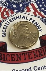 UNCIRCULATED Overstamped 1976 Lincoln penny Bicentennial Commemorative