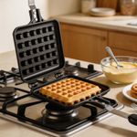 Stove Top Waffle Maker, Nonstick Waffle Iron Pan with Long Handle, 5.5 Inch Cast