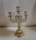 Antique Georgian Brass Candelabra c1860 3 Arm Ornate Candle Holder Vintage Brass