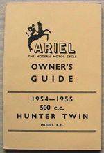 ARIEL 500cc Hunter Twin (Model KH) Motorcycle Owners Guide Handbook 1954-55