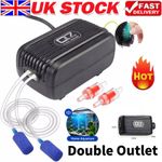 Silent Aquarium Oxygen Pump Air Pump Fish Tank Twin Outlet Valve Accessories UK