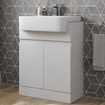 Freestanding Vanity Unit with Basin Ceramic Semi Recessed Sink 620mm White Gloss