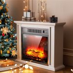 Electric Fireplaces Heating Function LED Flame Freestanding White