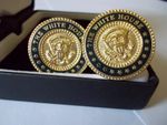 The White House USA Presidential Seal Cufflinks VVIP Blue 24k Gold-plated