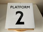 London Underground enamel sign ‘PLATFORM 2’ with Edward Johnston typeface … orig