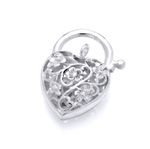 925 Sterling Silver Filigree Chunky Heart Padlock Clasp Finding - 21mm x 15mm