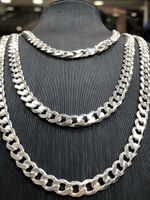 6mm Flat Curb Chain 925 Sterling Silver Heavy Mens Necklaces 18" 20" 22" 24" 26"