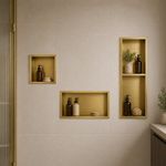 Wall Niche Inset With Shelf 600 x 300mm Brushed Brass Shower Bathroom Recessed