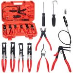 Automotive Flexible Hose Clamp Clip Pliers Set Swivel Jaw Flat Angled Band Tool