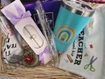 Teacher Wicker Gift Basket Set with Tumbler, Bracelet & Pouch And Lots More!
