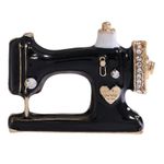 Vintage Style Women's Black Enamel Rhinestone Sewing Machine Brooch Pin Gift